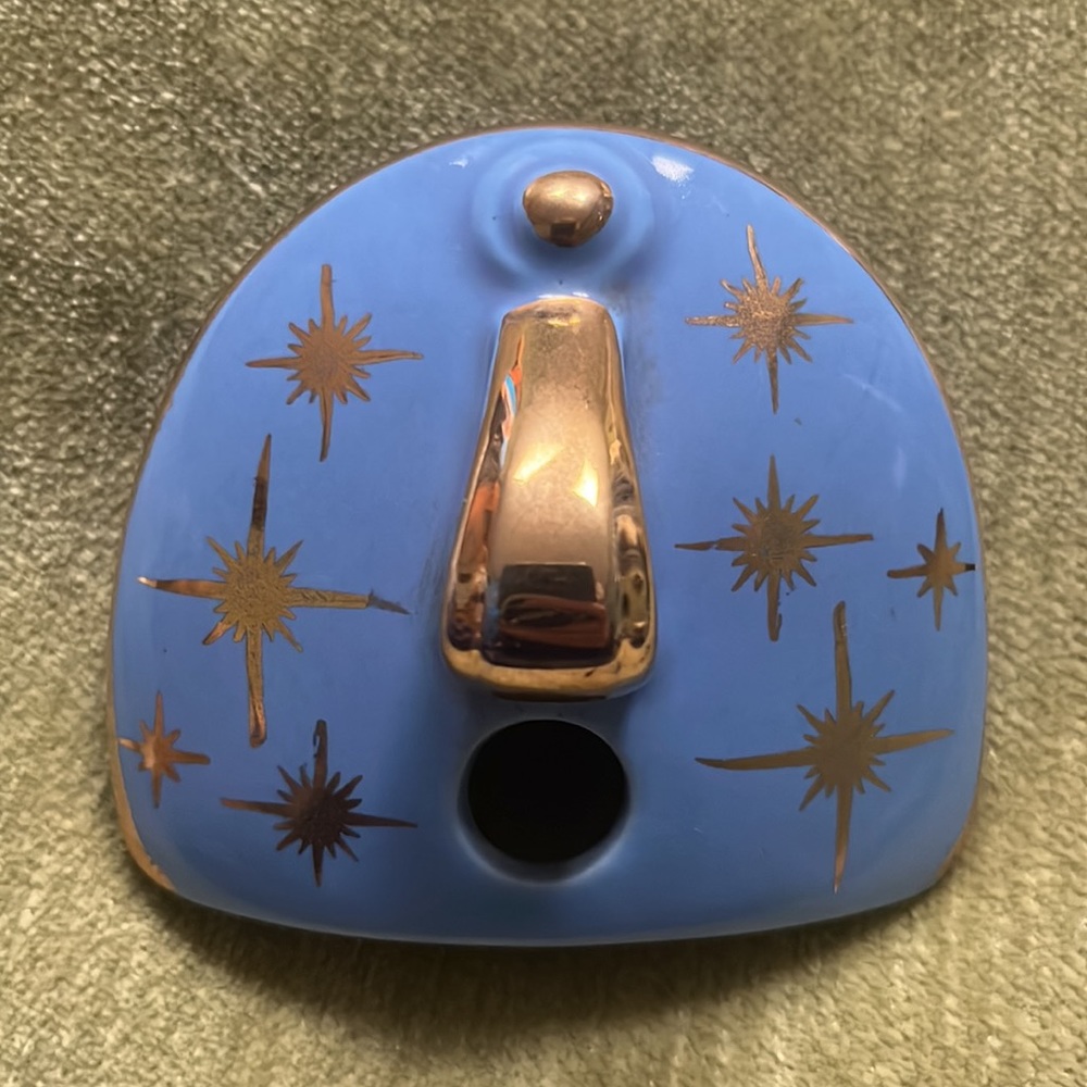 Hook Cover Lid for Hall’s MCM Gold & Blue Atomic Starburst Teapot - LID ONLY